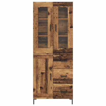 Hoge kast 2 pcs Oudhout 69,5 x 34 x 180 cm Bewerkt hout