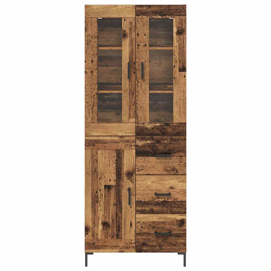 Hoge kast 2 pcs Oudhout 69,5 x 34 x 180 cm Bewerkt hout
