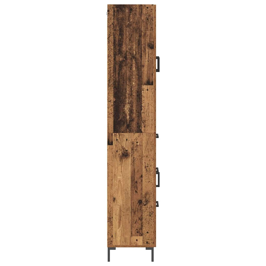 Hoge kast 2 pcs Oudhout 69,5 x 34 x 180 cm Bewerkt hout