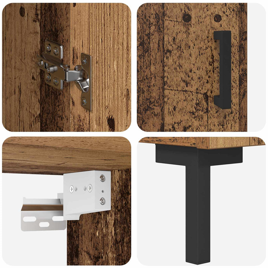 Hoge kast Oud Hout 69,5 x 34 x 180 cm Bewerkt hout