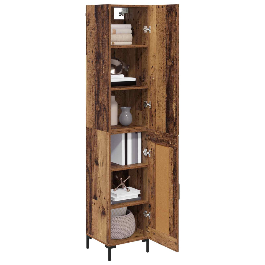 Hoge kast Oud Hout 69,5 x 34 x 180 cm Bewerkt hout