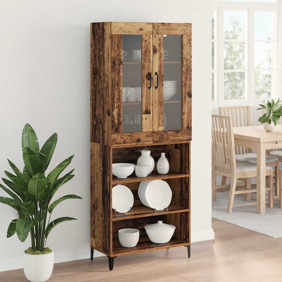 Highboard Oud Hout 69,5 x 34 x 180 cm Bewerkt hout