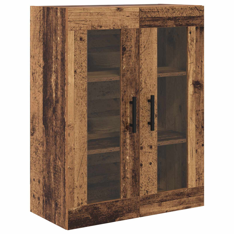 Hoge kast met lade 2 pcs Oud Hout Geengineerd Hout en Glas