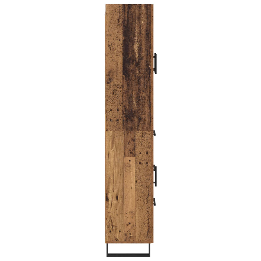 Hoge kast met lade 2 pcs Oud Hout Geengineerd Hout en Glas