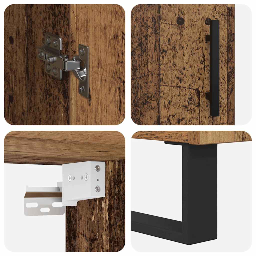 Hoge kast Oud Hout 69,5 x 34 x 180 cm Geengineerd Hout en Glas