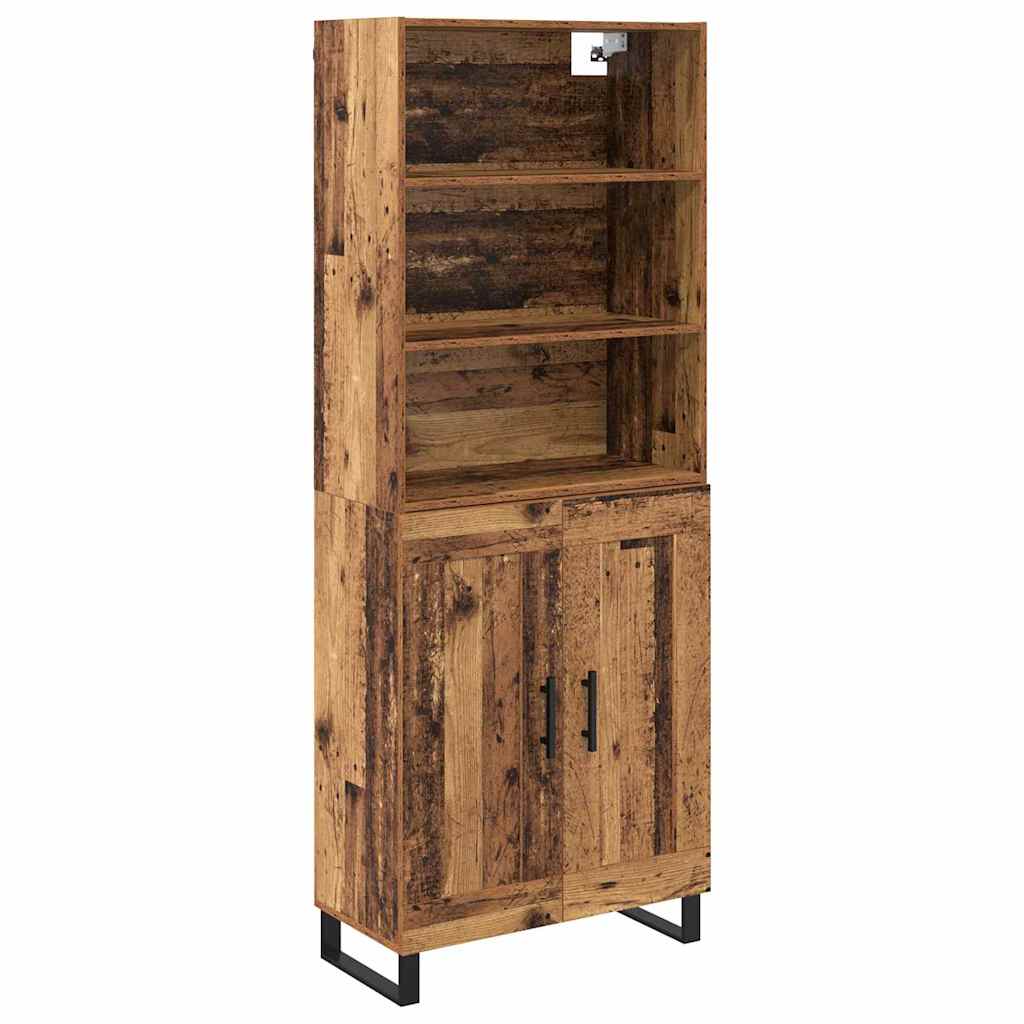 Hoge kast Oud Hout 69,5 x 34 x 180 cm Geengineerd Hout en Glas