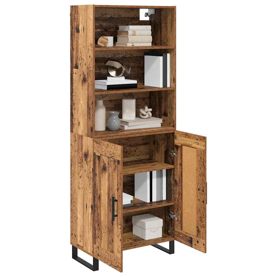 Hoge kast Oud Hout 69,5 x 34 x 180 cm Geengineerd Hout en Glas