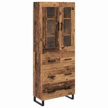 Hoge kast met lade 2 pcs Oud Hout Geengineerd Hout en Glas