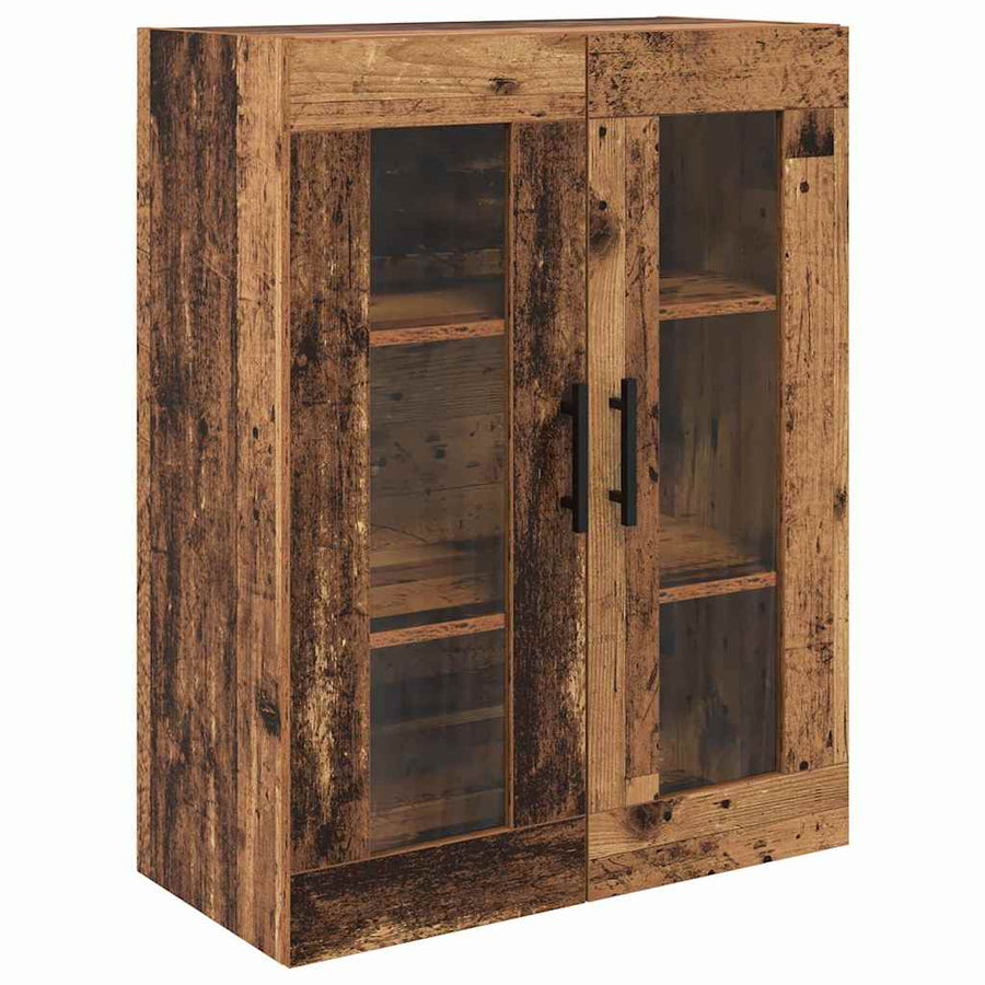 Hoge kast met lade 2 pcs Oud Hout Geengineerd Hout en Glas