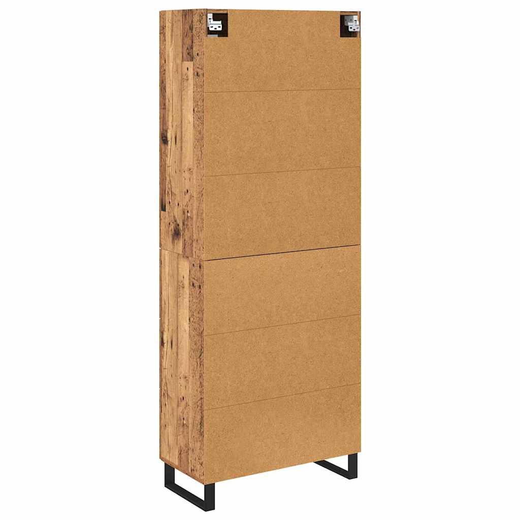Hoge kast met lade 2 pcs Oud Hout Geengineerd Hout en Glas