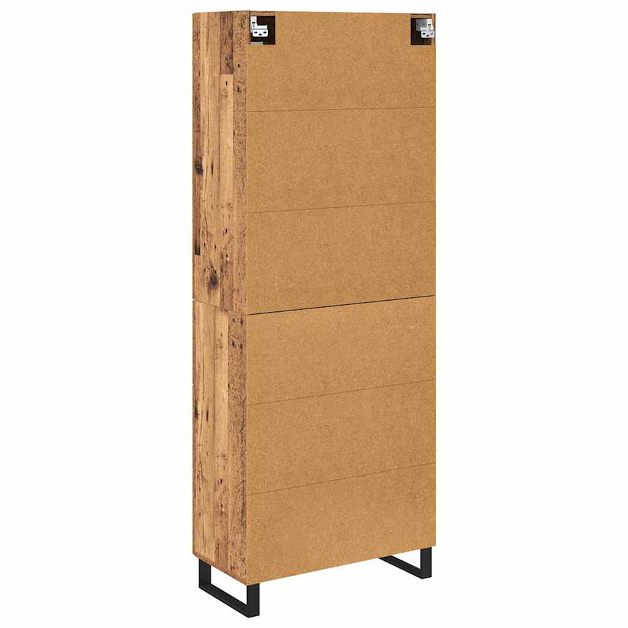 Hoge kast met lade 2 pcs Oud Hout Geengineerd Hout en Glas