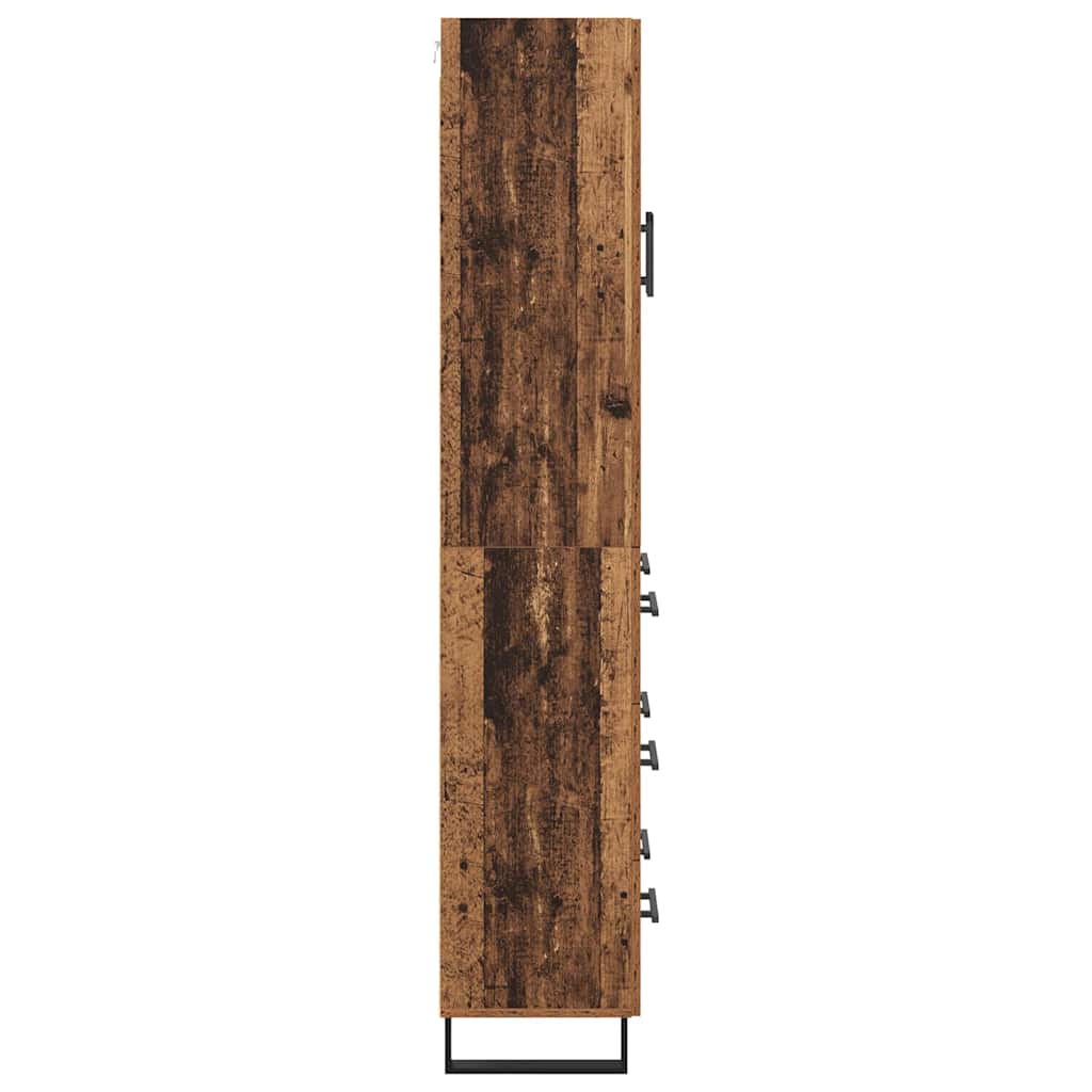 Hoge kast met lade 2 pcs Oud Hout Geengineerd Hout en Glas