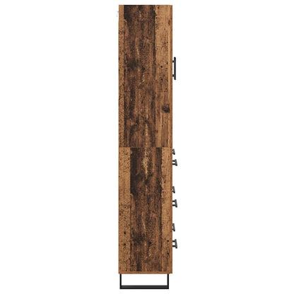 Hoge kast met lade 2 pcs Oud Hout Geengineerd Hout en Glas