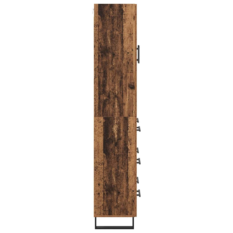 Hoge kast met lade 2 pcs Oud Hout Geengineerd Hout en Glas