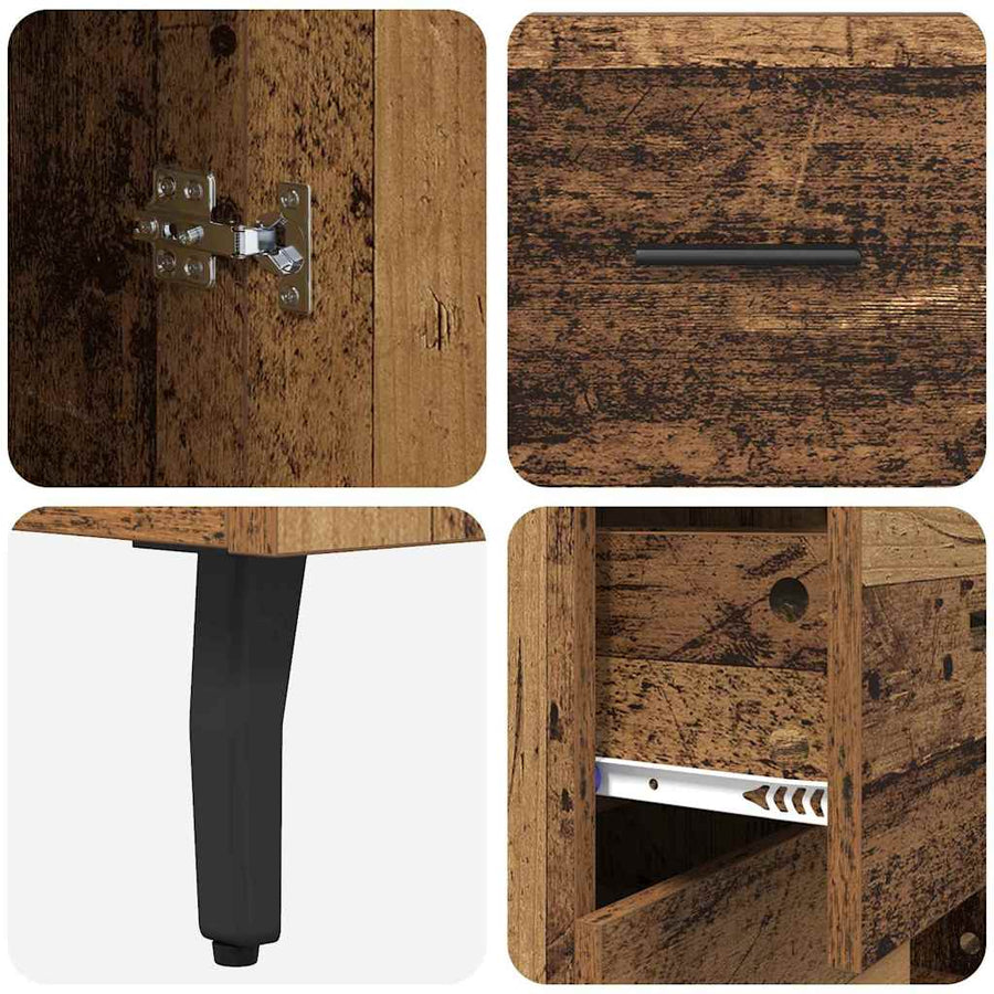 Hoge kast Oud Hout 69,5 x 34 x 180 cm Geengineerd Hout en Glas