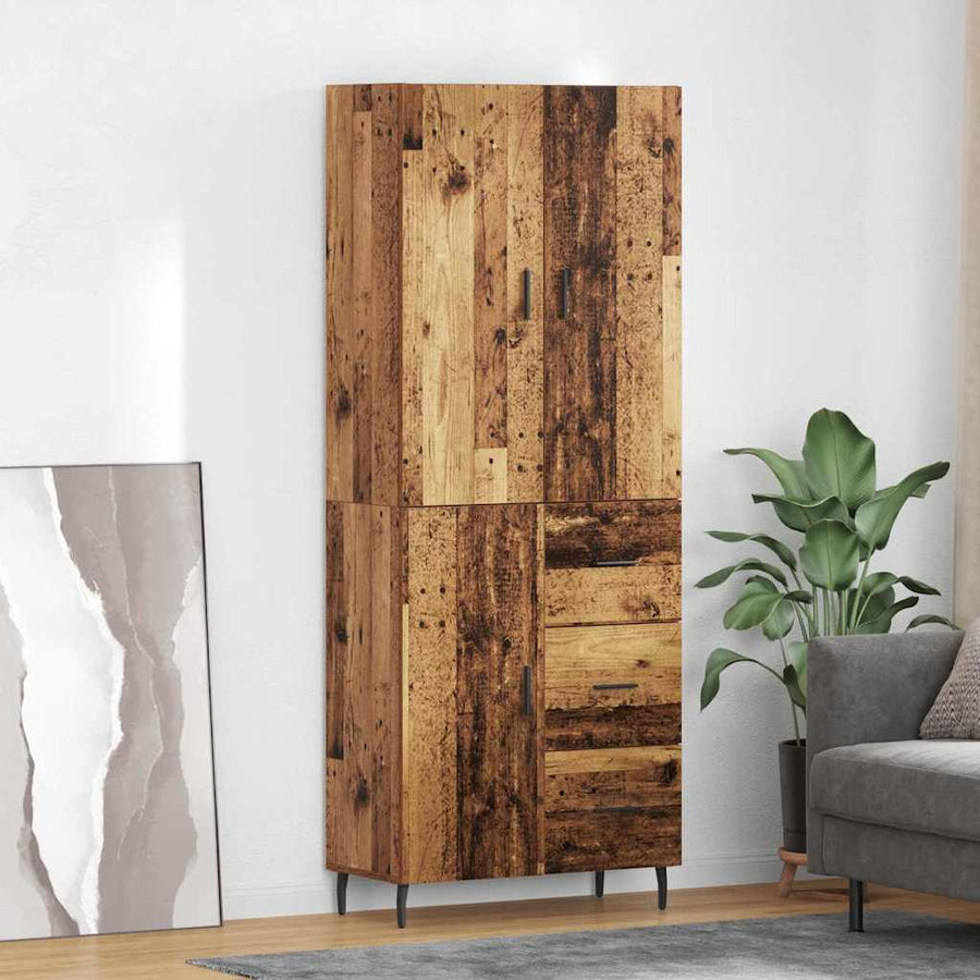 Hoge kast Oud Hout 69,5 x 34 x 180 cm Geengineerd Hout en Glas