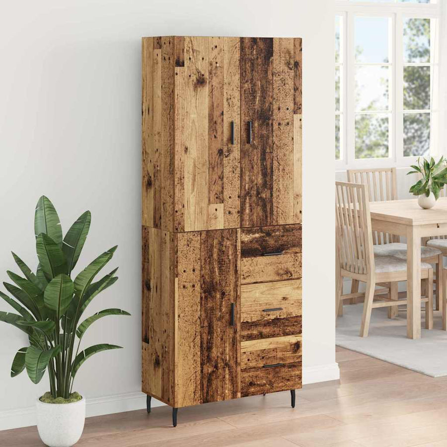 Hoge kast Oud Hout 69,5 x 34 x 180 cm Geengineerd Hout en Glas