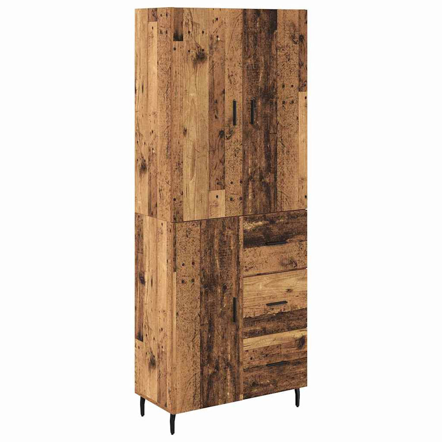 Hoge kast Oud Hout 69,5 x 34 x 180 cm Geengineerd Hout en Glas