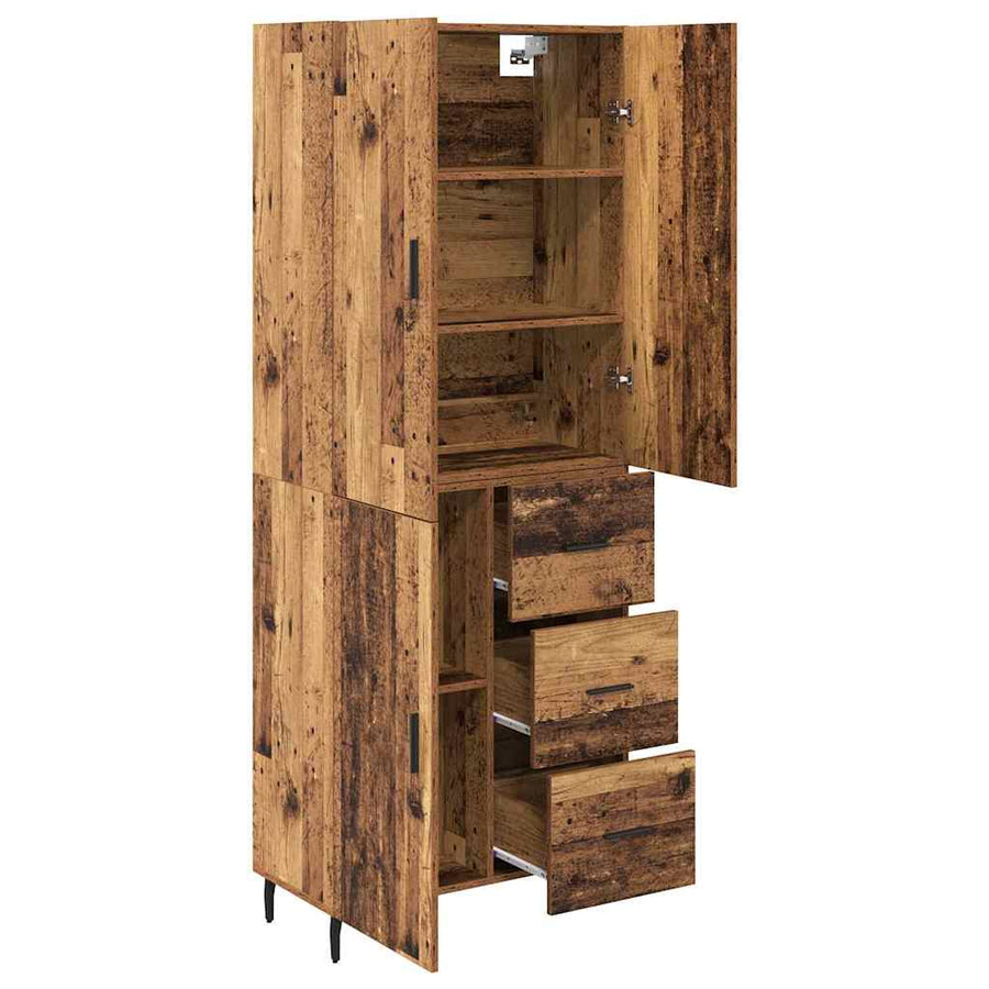 Hoge kast Oud Hout 69,5 x 34 x 180 cm Geengineerd Hout en Glas