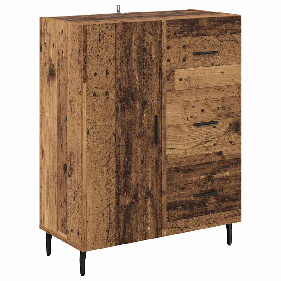 Hoge kast Oud Hout 69,5 x 34 x 180 cm Geengineerd Hout en Glas