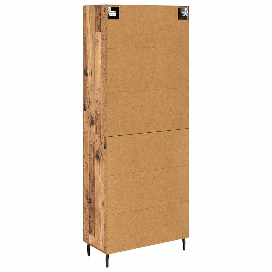 Hoge kast Oud Hout 69,5 x 34 x 180 cm Geengineerd Hout en Glas