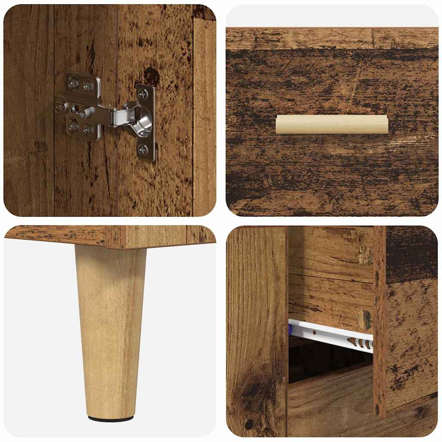 Hoge kast met lade Oud Hout 69,5 x 34 x 180 cm Bewerkt hout