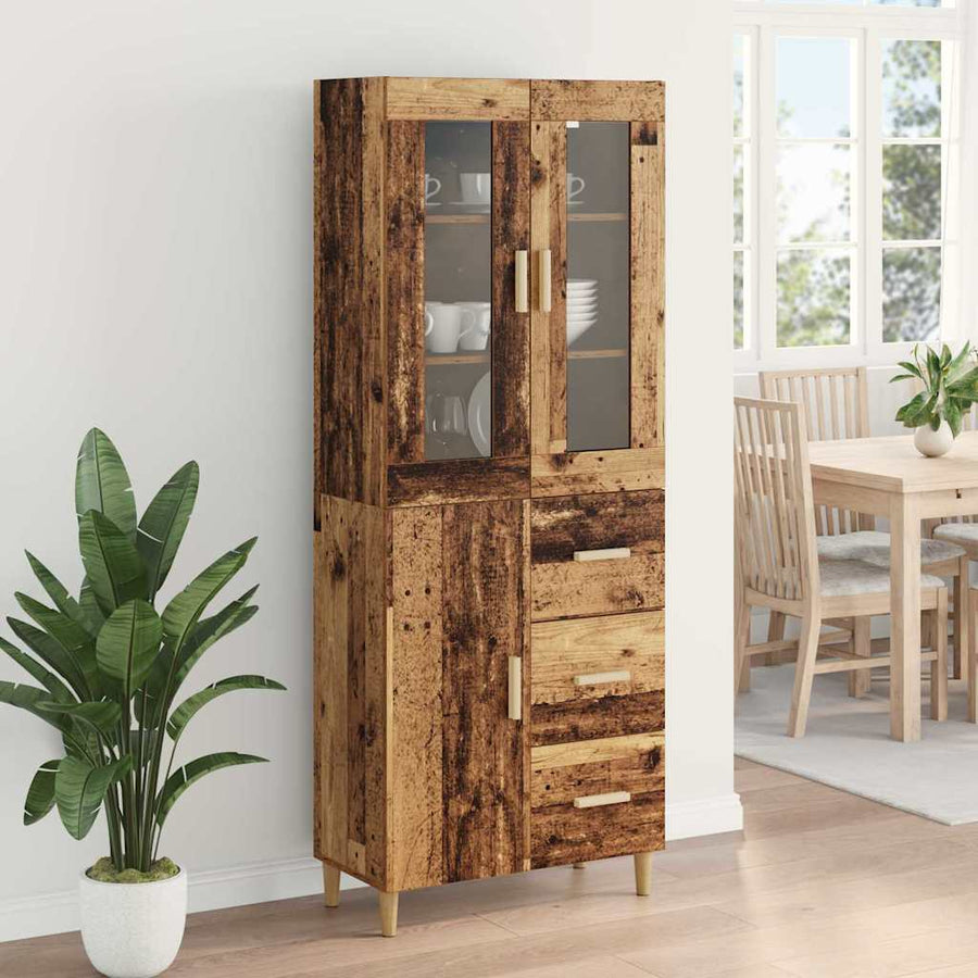 Hoge kast met lade Oud Hout 69,5 x 34 x 180 cm Bewerkt hout
