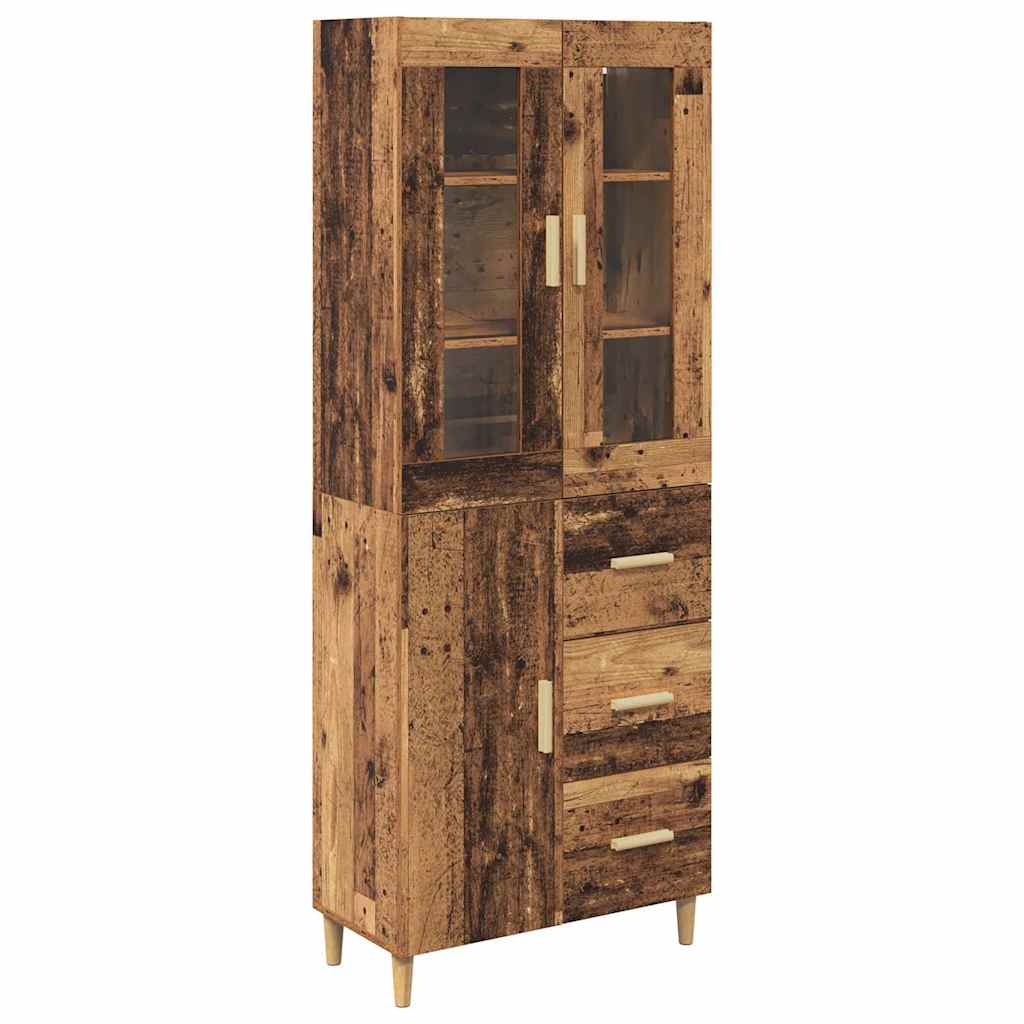 Hoge kast met lade Oud Hout 69,5 x 34 x 180 cm Bewerkt hout