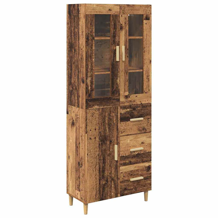 Hoge kast met lade Oud Hout 69,5 x 34 x 180 cm Bewerkt hout
