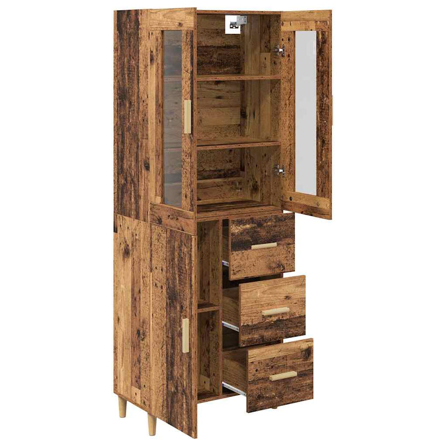 Hoge kast met lade Oud Hout 69,5 x 34 x 180 cm Bewerkt hout