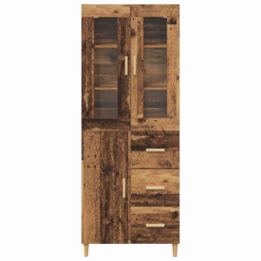 Hoge kast met lade Oud Hout 69,5 x 34 x 180 cm Bewerkt hout