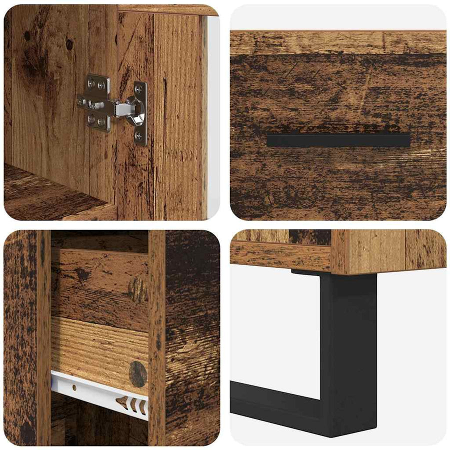 Highboard met lade Oud Hout 69,5 x 34 x 180 cm Bewerkt hout