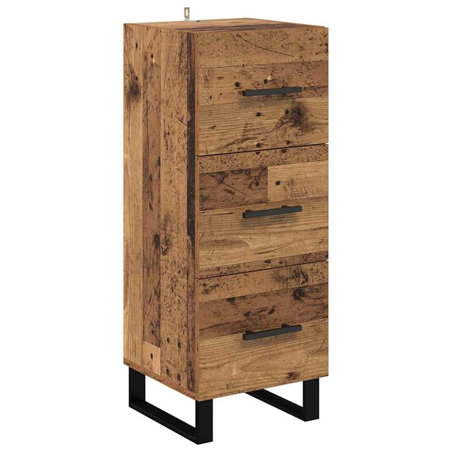 Highboard met lade Oud Hout 69,5 x 34 x 180 cm Bewerkt hout
