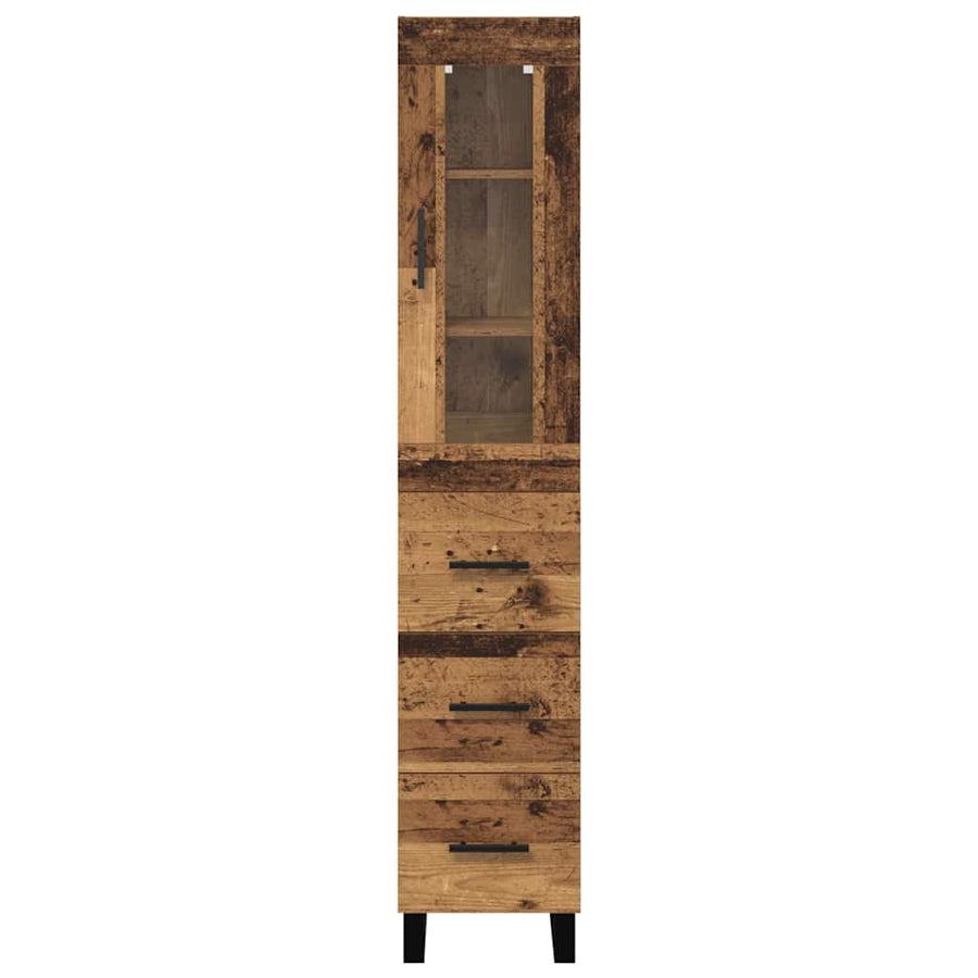 Highboard met lade Oud Hout 69,5 x 34 x 180 cm Bewerkt hout