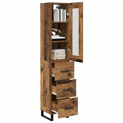 Highboard met lade Oud Hout 69,5 x 34 x 180 cm Bewerkt hout