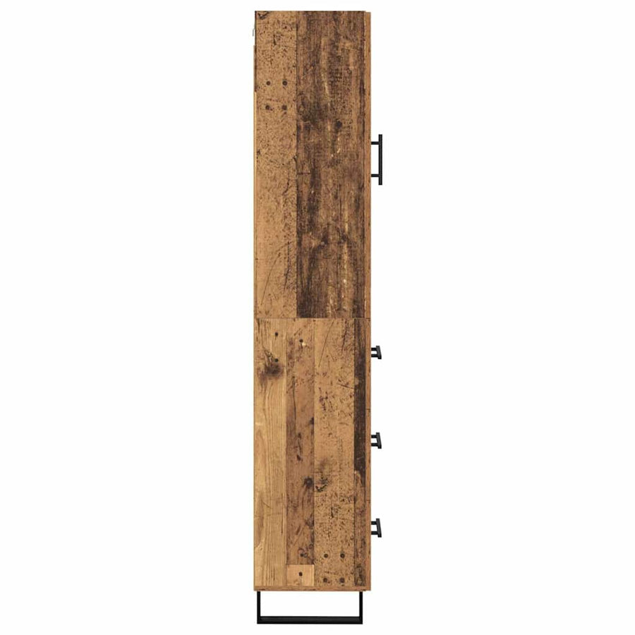Highboard met lade Oud Hout 69,5 x 34 x 180 cm Bewerkt hout