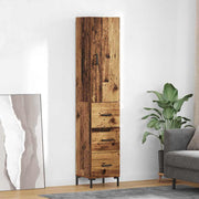 Hoge kast 69,5x34x180 cm oud hout bewerkt hout