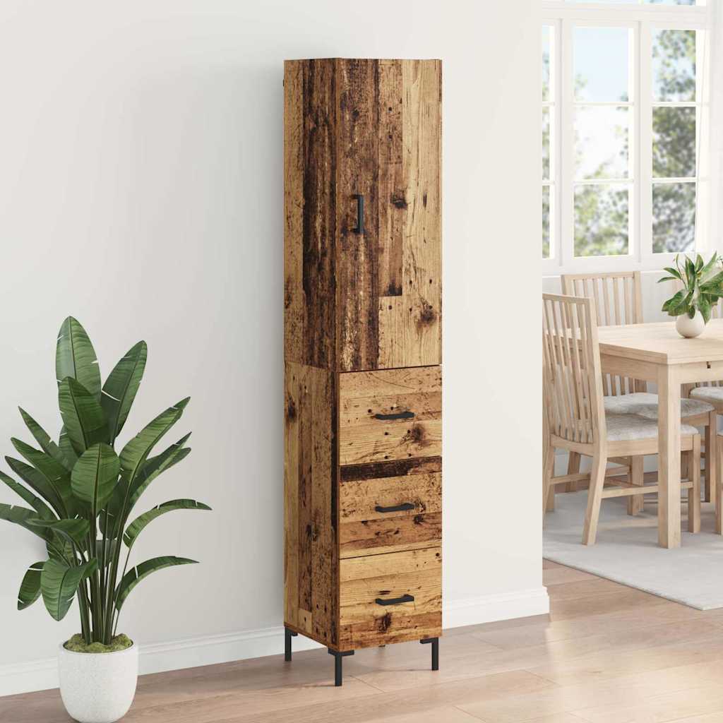 Hoge kast met lade Oud Hout 69,5 x 34 x 180 cm Bewerkt hout