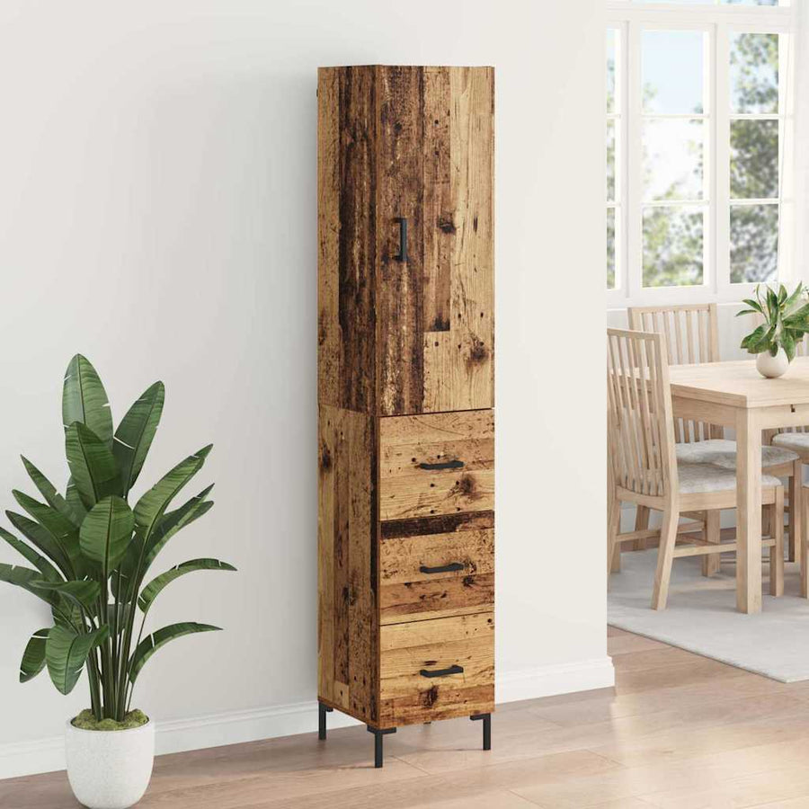 Hoge kast met lade Oud Hout 69,5 x 34 x 180 cm Bewerkt hout
