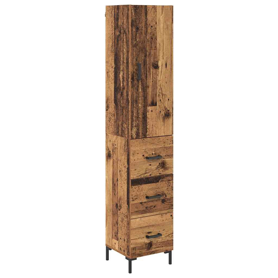 Hoge kast met lade Oud Hout 69,5 x 34 x 180 cm Bewerkt hout