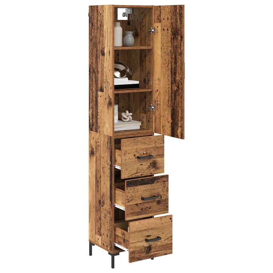 Hoge kast met lade Oud Hout 69,5 x 34 x 180 cm Bewerkt hout