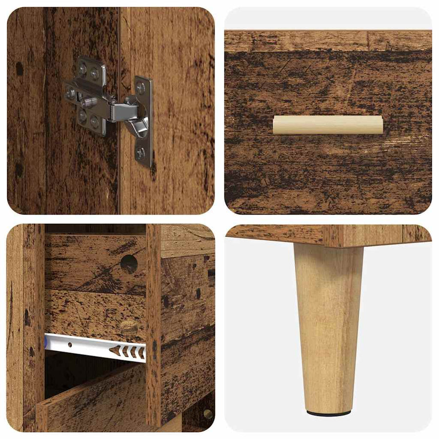 Hoge kast Oud Hout 69,5 x 34 x 180 cm Geengineerd Hout en Glas