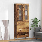 Tall Cabinet Old Wood 69.5 x 34 x 180 cm Engineered Wood and Glass