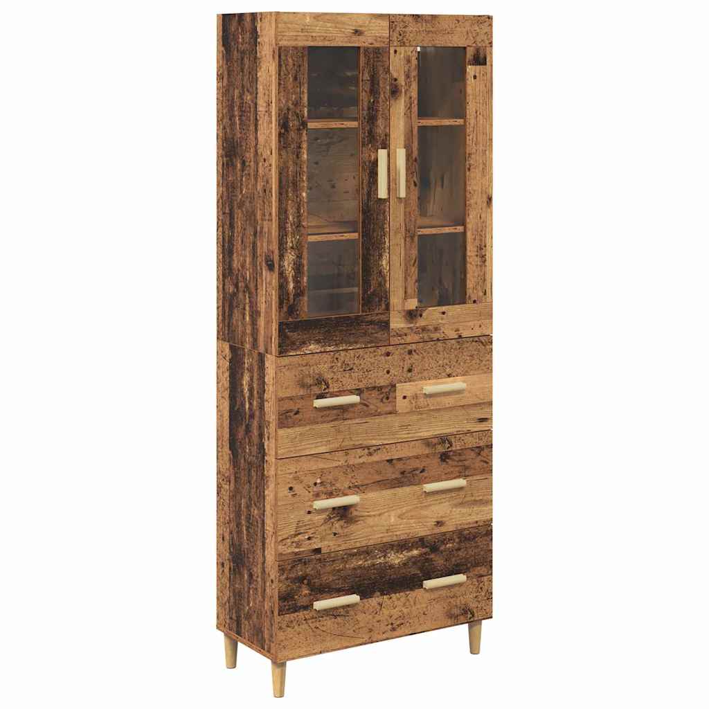 Hoge kast Oud Hout 69,5 x 34 x 180 cm Geengineerd Hout en Glas