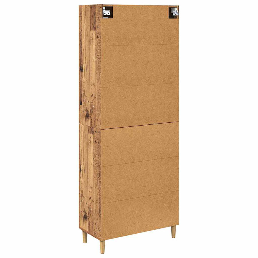 Hoge kast Oud Hout 69,5 x 34 x 180 cm Geengineerd Hout en Glas