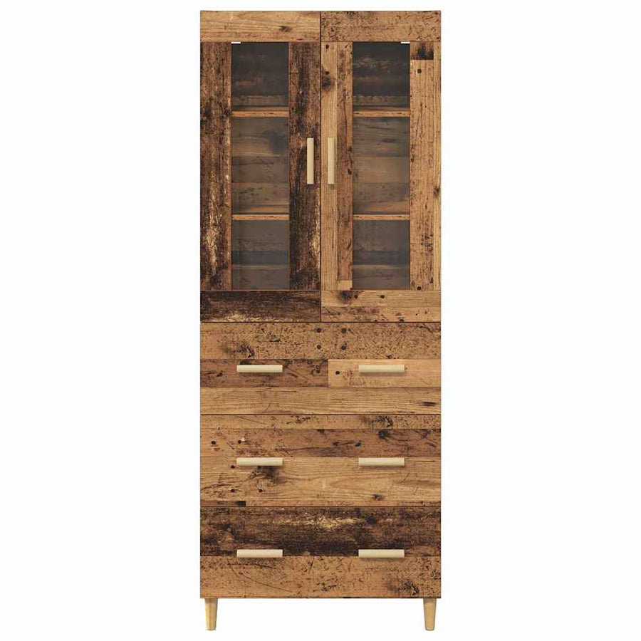 Hoge kast Oud Hout 69,5 x 34 x 180 cm Geengineerd Hout en Glas
