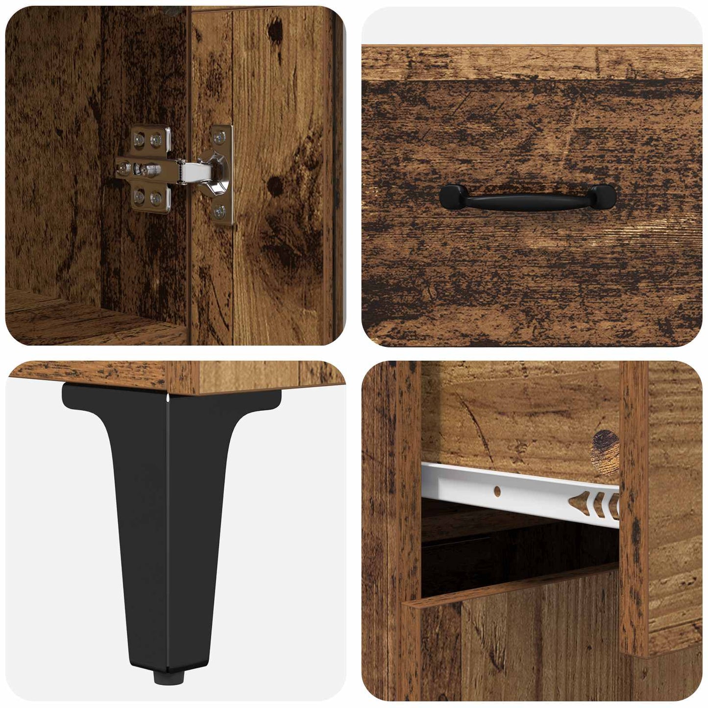 Highboard met lade Oud Hout 69,5 x 34 x 180 cm Bewerkt hout