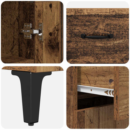 Highboard met lade Oud Hout 69,5 x 34 x 180 cm Bewerkt hout