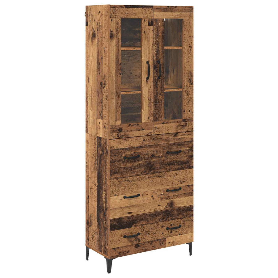Highboard met lade Oud Hout 69,5 x 34 x 180 cm Bewerkt hout