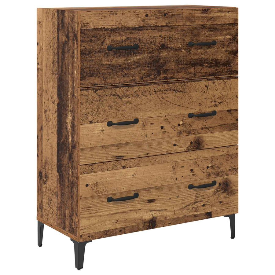 Highboard met lade Oud Hout 69,5 x 34 x 180 cm Bewerkt hout